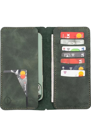 Twingold İsme Özel Dikey Uzun Cüzdan - %100 Rainbow Deri - A010007 - Haki Haki