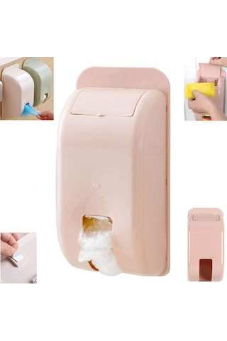 Sunup Sn-27113 Duvara Monteli Çöp Poşeti Saklama Kutusu Pembe