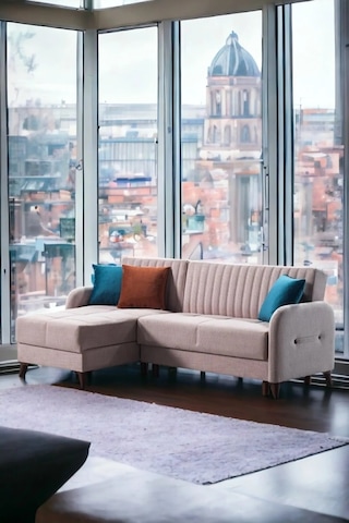 Kiel Yataklı Köşe Koltuk Takımı - Krem