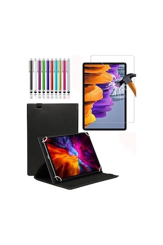 Casper Vıa S38 Plus Universal 360 Dönerli Standlı Kılıf Tablet Kılıfı + Nano Ekran Koruyucu + Kalem Arka Kapak