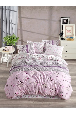 Ranforce Light Maria Lila Çift Kişilik Nevresim Takımı Pembe - Lila