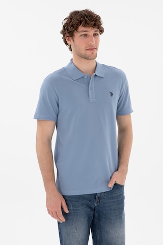U.S. Polo Assn. Erkek Slim Fit Polo Yaka Mavi Basic Tişört 50297984-VR036