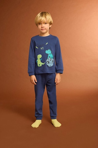 Defacto Erkek Bebek Pijama Takımı Dinozor Baskılı Uzun Kollu Üst Uzun Alt F0530a525auın59 İndigo