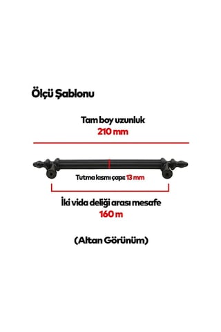 Sert Plastik 10 Adet Polavit 160 Mm Siyah Mobilya Mutfak Çekmece Dolap Dolabı Kulpu Kulbu Kulpları Siyah