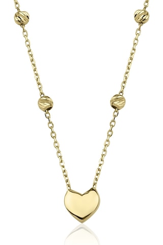 Fiyonk Kuyumculuk Fiyonk 14 Ayar Altın Dorika Top Detaylı Kalp Kolye 001