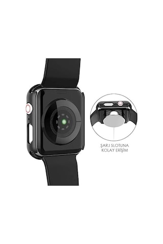 Apple Watch Ultra İçin Kılıf Matte Premium Slim Watchband Siyah Watch Ultra İle Uyumlu Kılıf - Siyah