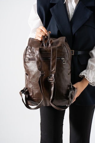 571 Collections Suni Deri Yıkama Sırt Çantası Poliüretan Kahverengi Model: 571-14-16ı Kahverengi