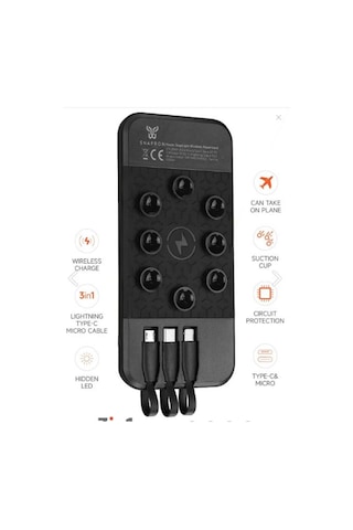 Snapron Snp-3003 10.000 Mah Vantuzlu Wireless Kablosuz Ve 3in1 Kablolu Powerbank Siyah