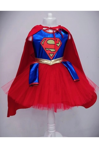 Supergirl Kız Çocuk Doğumgünü Elbisesi & Parti Kostümü