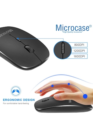Microcase Tablet Ve Telefonlar İçin Bluetooth Touchpad Klavye Ve Mouse Set Siyah- Al5397 Siyah