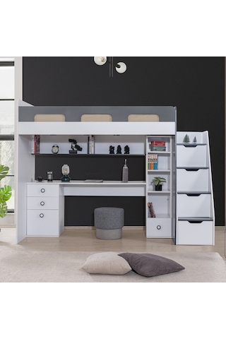 Ranza, Troya Ranza Masa Kitaplık - Antrasit 1 Adet Comfort Yatak Antrasit- Beyaz 90 x 200 CM