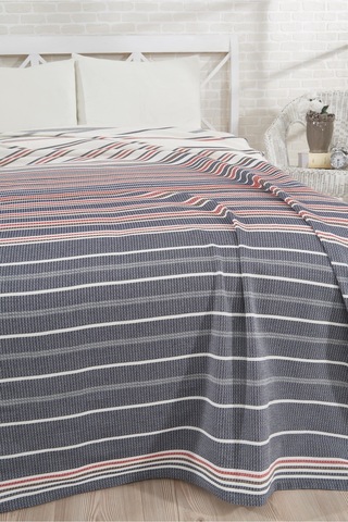100% Pamuklu Krem Lastikli Çarşaflı Pike Takımı 200x230 Lacivert