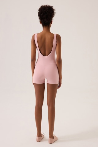Los Ojos X Ece Pembe Kare Yaka Askılı Kısa Spor Tulum Unitard Pembe Pembe