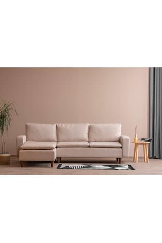 Lungo Modüler Köşe Koltuk Takımı L Koltuk - Krem Keten Krem
