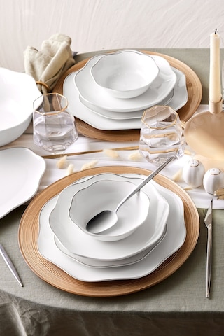 Emsan Fine Bone Lotus Platin 53 Parça Yemek Takımı