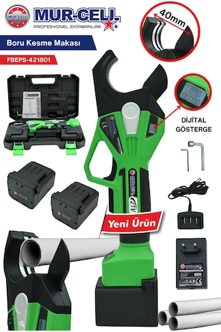 21 V 2 Amper Dijital Göstergeli Şarjlı Boru Kesme Makası 40 Mm Çap