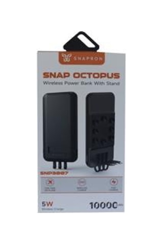 Snapmax Snp-3007 10.000 Mah Siyah Vantuzlu Kablosuz Ve 3in1 Kablolu Powerbank Siyah