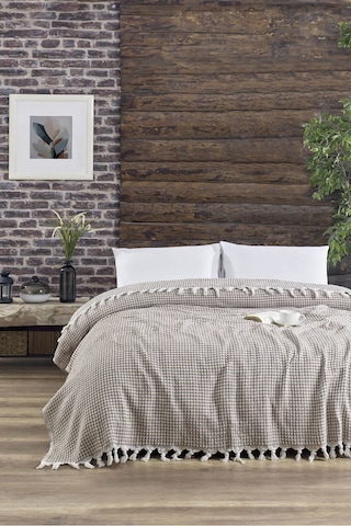 Çift Kişilik Yatak Pikesi Piramit 200 X 230 Cm Kahve