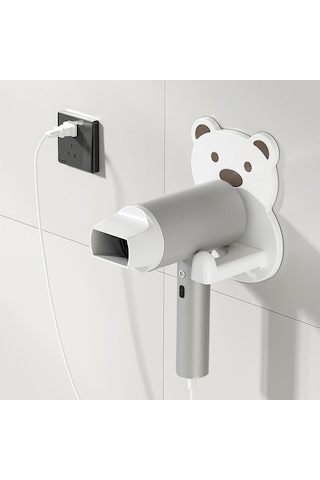 Lichen Fön Tutucu, Punch Yok, Saç Kurutma Makinesi Rafı, Banyo Beyaz