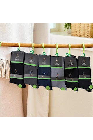Erkek Uzun Dikişsiz Bambu Çorap 6'lı Ve 12'li Çok Renkli