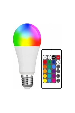 Videolu Uzaktan Kumandalı Rgb Renkli " + Beyaz 9w Led Ampul Fonksiyonlu