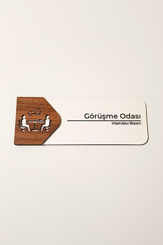 Görüşme Odası Kapı Tabelası Mdf Ofis Yönlendirme Levhası 19x7 Cm