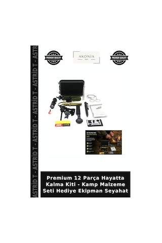 Premium 12 Parça Hayatta Kalma Kiti - Kamp Malzeme Seti Hediye Ekipman Seyahat Çok Renkli