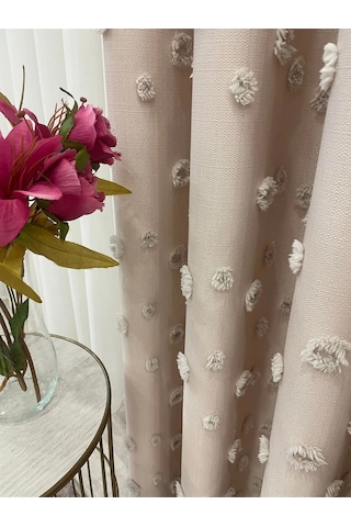 Brillant Carla Puffy Püsküllü Perde İstenilen Tüm Ölçülerde Bej Bej