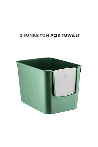 Pribor Hz-500 Xxl 3 Fonksiyonlu Açık / Kapalı Kedi Tuvaleti Ve Taşıma Çantası Yeşil 56 X 40 X 43 Cm