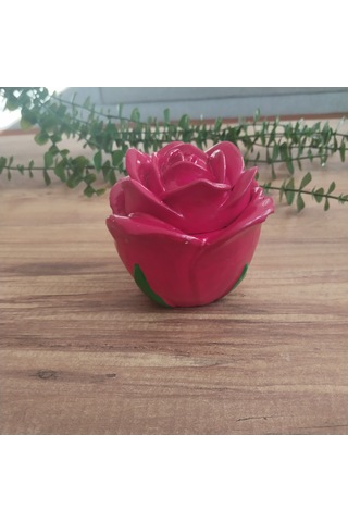 Kapaklı Kırmızı Gül Şeklinde Dekoratif Hediye Gül Mumluk