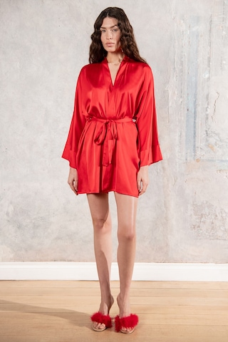 Fumee Kırmızı Kısa Saten Sabahlık / Kimono