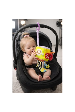 Toys2you Montessori Eğitici Küp Aynalı ve Dişlikli Bebek Arabası Puset Oyuncağı Kırmızı - Sarı - Siyah