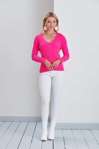 Sortie Collection İnce Fitilli Hırka Fuşya - Fuşya