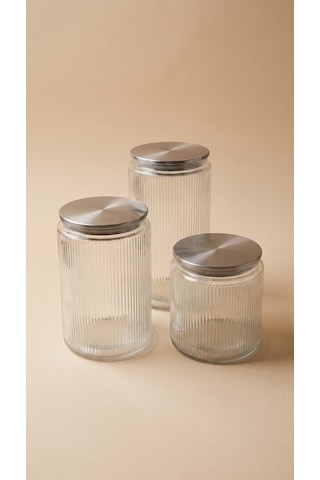 3 Lü Metal Vakum Kapaklı Cam Saklama Kabı Seti 1000 Ml 1500 Ml 2000 Ml Fitilli Cam Kavanoz Çok Renkli
