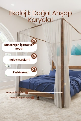 Natura Ci Bi Nli Kli Model Masif Ahşap Karyola Kolay Kurulum Fırınlanmış İthal Sibirya Çamı 90x190 Yatak Uyumlu