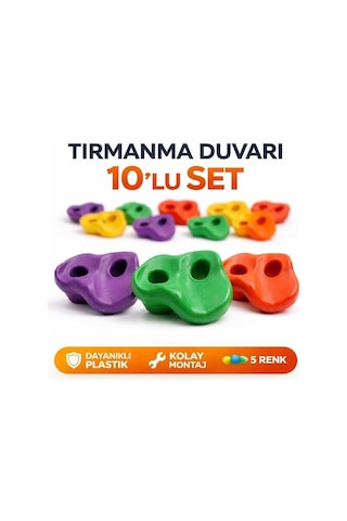 Tırmanma Duvarı Tutamağı 10'lu Set Plastik Tırmanma Taşı Duvar Tırmanma Aparatı-1164 Çok Renkli Tırmanma Duvarı Tutamağı 10'lu Set Plastik Tırmanma Taşı Duvar Tırmanma Aparatı-1164 Çok Renkli