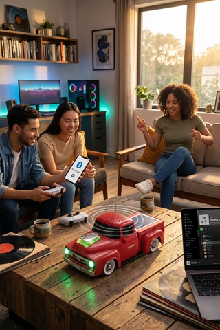 Bluetooth Hoparlör Güneş Enerjili Kamyon Tasarımlı Fm Usb Tf Speaker D44 Kırmızı