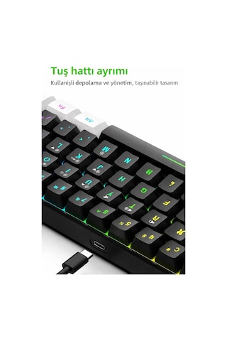 Hadron Mofan Mf1701bw Gaming Mekanik Rgb Klavye Blue Switch - Siyah Beyaz