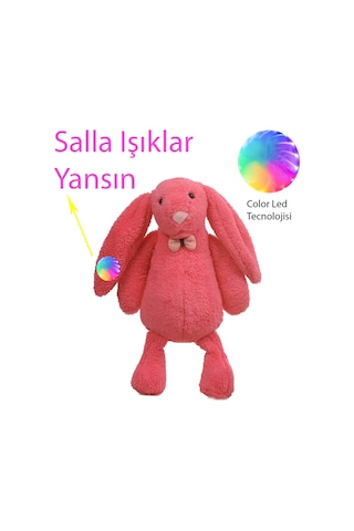 Uyku Arkadaşım Papyonlu Uzun Kulak Bunny Peluş Tavşan 65 Cm Fuşya