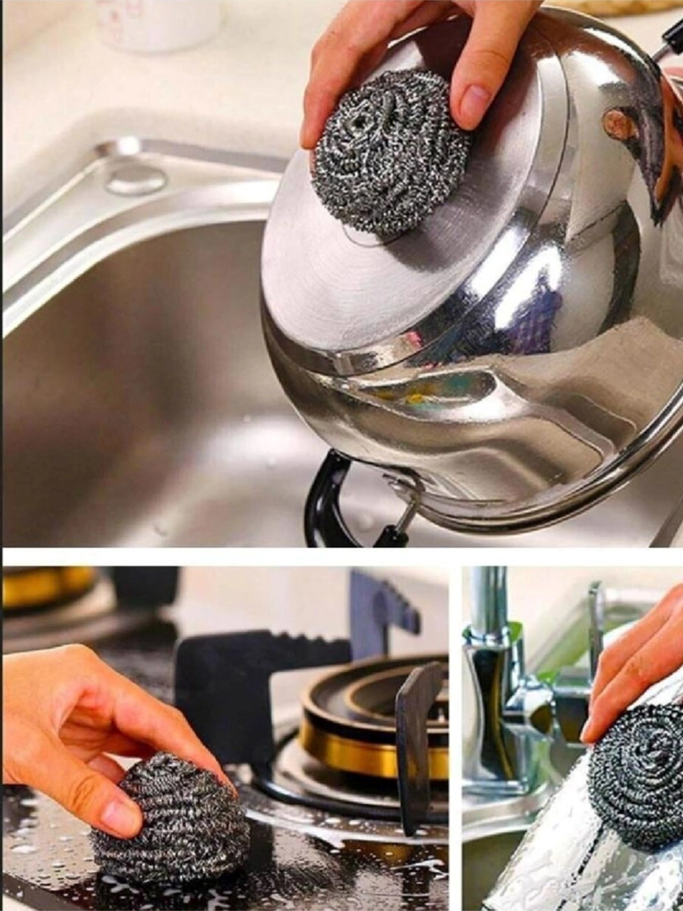 Technow %100 Paslanmaz Çelik Sürtme Bulaşık Ovma Teli 6 Adet