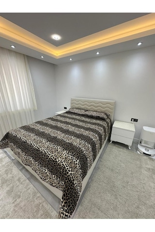 Tek Kişilik Kapitoneli Çok Amaçlı Örtü Seti 160x240 Çeyiz Seti Çeyiz Takımı Leopar Kahverengi