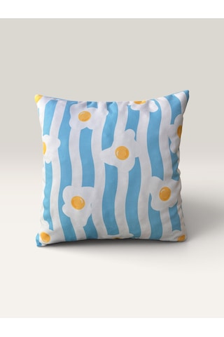 Renkli Desenli Kırlent Kılıfı - 45x45 Cm Yıkanabilir Çıkarılabilir Kılıf Çok Renkli