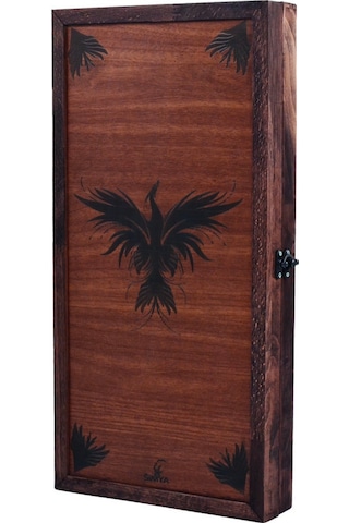 Simya Figür Tavla Anka Kuşu (Ceviz Kaplama)