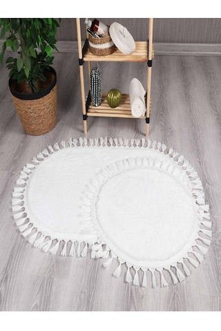 My Evilla Modern Simirna Dekoratif Peluş Oval Ponpon Saçaklı Klozet Takımı 001