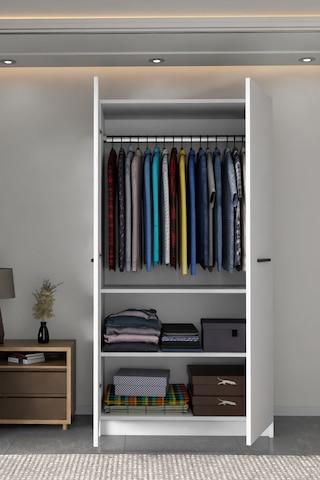 - Ladik - Beyaz Çift Kapaklı Gardırop 180-90-45 Cm Beyaz
