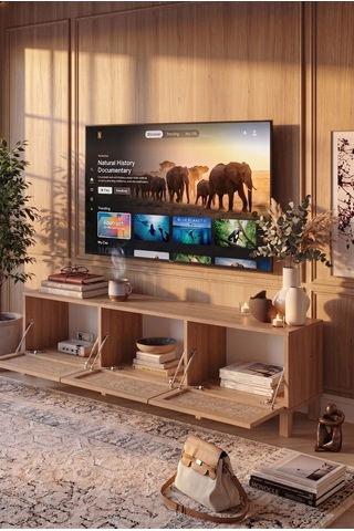 Dune Tv Ünitesi Sehpası Ahşap Ayaklı 3 Ahşap Jüt Kapaklı 180cm Sepet-jüt Dn2-sj Kahverengi