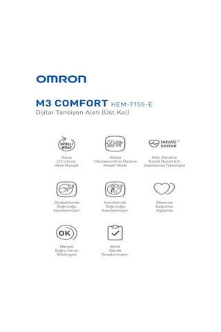 Omron M3 Comfort 2 Kullanıcı Hafızalı Akıllı Manşetli Üst Koldan Ölçer Dijital Tansiyon Aleti