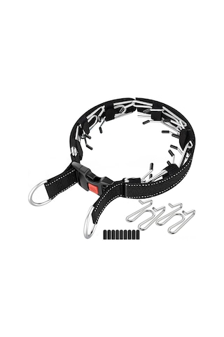 Geeroyoo Kişiselleştirilebilir, Hızlı Çıkarılabilir, Sürdürülebilir Köpek Eğitim Tasması - Paslanmaz Çelik Ve Nylon Siyah
