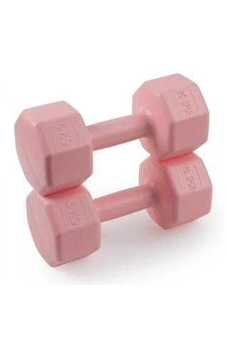 2 Adet 4 Kg Pembe Dambıl Seti 8 Kg Toplam Ağırlık, Fitness Ve Evde Egzersiz