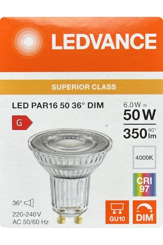 8 Adet Ledvance 6w Ilık Beyaz 4000k Dim Edilebilir Gu10 Duylu Cam Spot Ampul